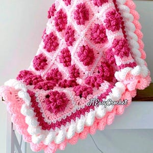 Himbeer Sorbet Baby Decke Muster, Oma Quadrat Decke häkeln, Pdf Muster, Floral Baby Afghan, Sofort Download, Decke werfen