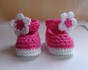 PDF Instant Download Crochet Pattern No 090 Pink Baby Shoes Sizes Preemie, 0 - 3 - 6 - 9 - 12 months