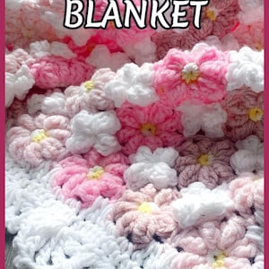 Patroon bloemenweide babydeken, gehaakte bloemendeken, pdf-patroon, bloemen baby Afghaans, instant download, deken gooien, bedovertrek afbeelding 2
