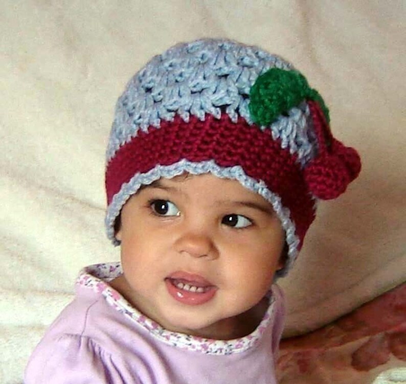 PDF Cherry or Rose Scalloped Beanie Instant Download Crochet Pattern No 041 All sizes Baby Toddler Child Teen Adult image 2