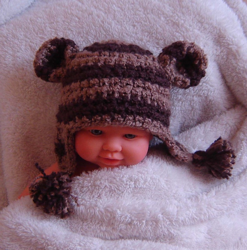 PDF Instant Download Easy Crochet Pattern no 104 Striped Monkey Hat All sizes from Newborn to Adult image 5