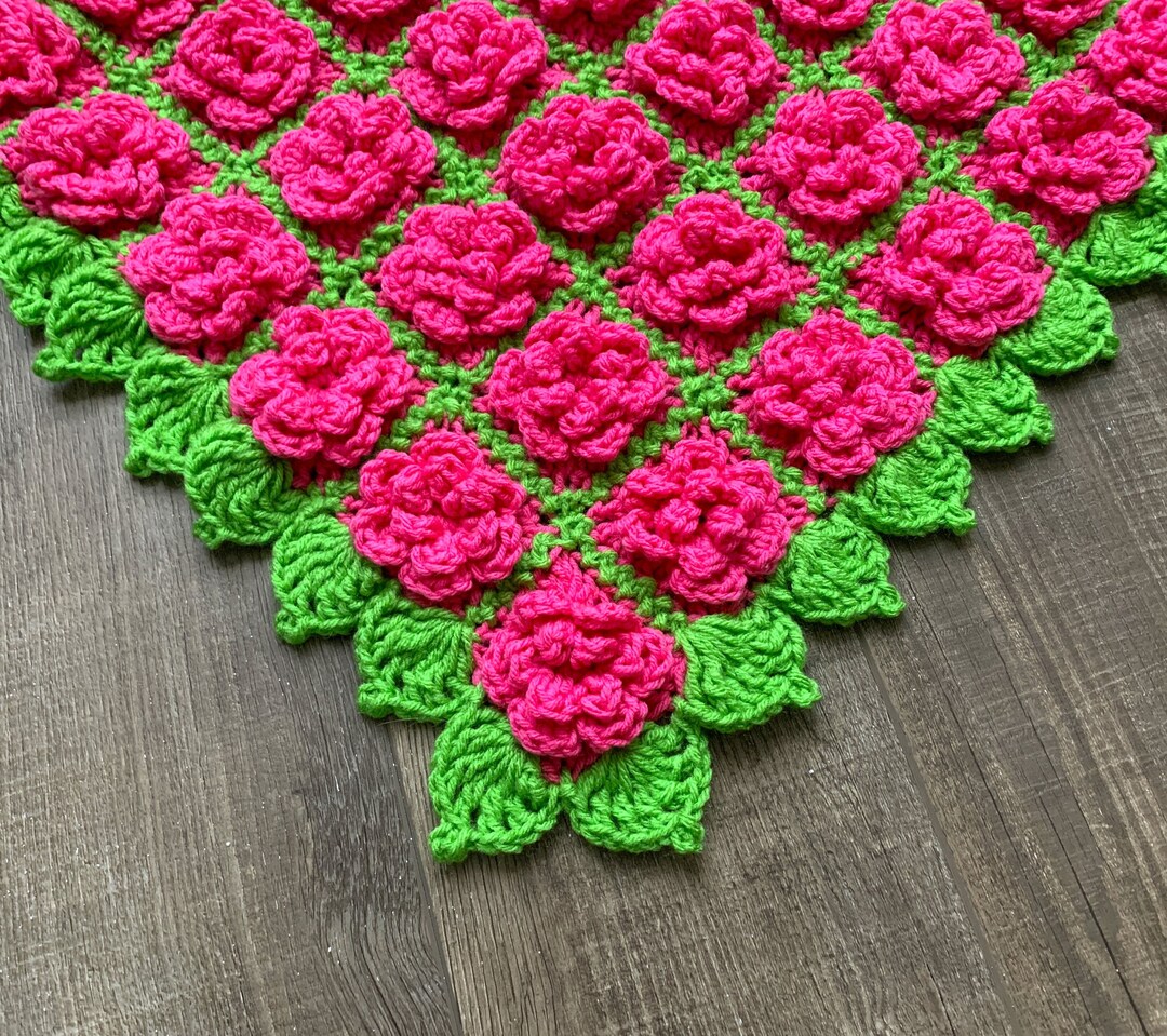 Rose Baby Blanket Pattern and Video Tutorial, Crochet Flower Blanket ...