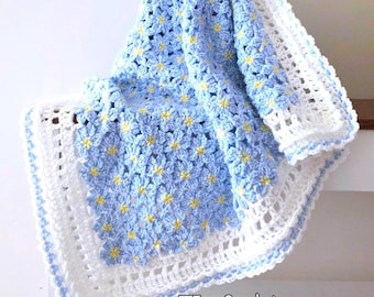 Baby Blanket Crochet Pattern with Video, Forget-Me-Not Daydream Floral Afghan Tutorial
