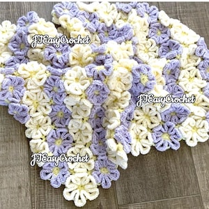 Happy Daisy Baby Blanket Pattern, Crochet Flower Blanket, Pdf Pattern,Floral Baby Afghan, Instant Download, Throw Blanket, Nursery Bed Cover