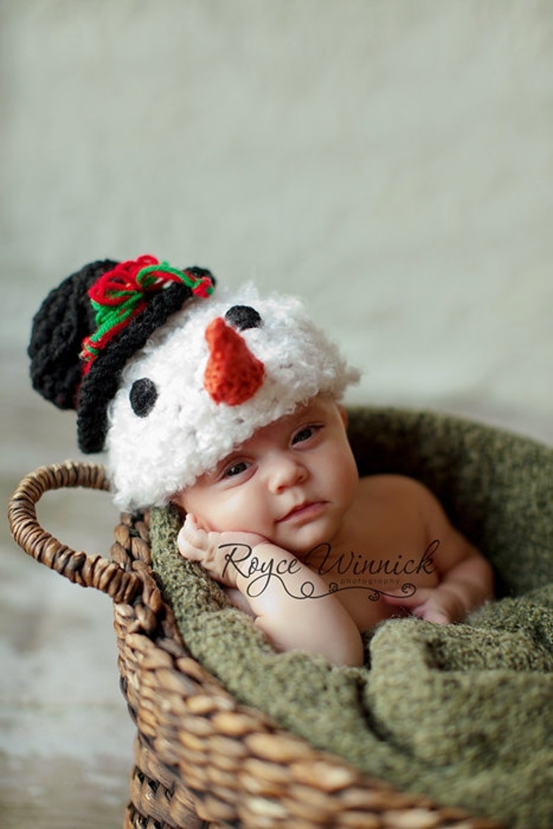 PDF Instant Download Easy Crochet Pattern No 237 Snowman photo prop sizes preemie, newborn. 0-3, 3-6 months image 2