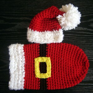 PDF Instant Download Easy Crochet Pattern No 262 Santa's Set Hat and Cocoon Chunky yarn photo prop sizes preemie, newborn. 0-3, 3-6 months image 2