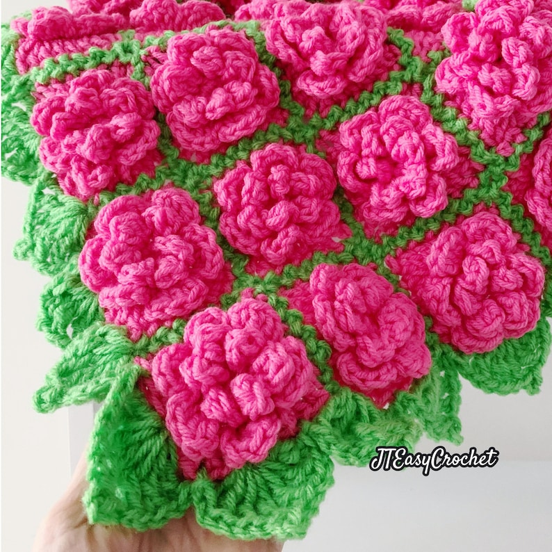 Rose Baby Blanket Pattern and Video Tutorial, Crochet Flower Blanket ...