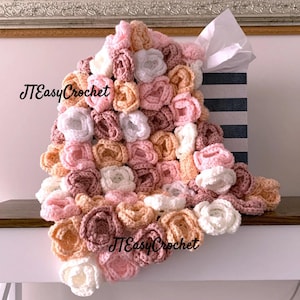 Tea Rose Baby Decke PDF Muster UND Video Anleitung, gehäkelte Blumen Decke, Floral Baby Afghan, Download, Decke, Kinderzimmer Bettüberwurf