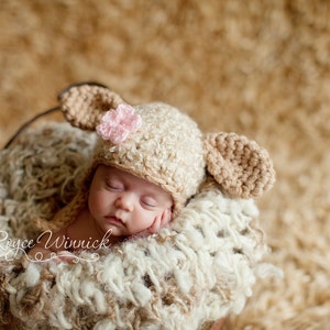 Crochet Lamb Hat Pattern, Baby Lamb Hat Pattern, Preemie Sheep Earflap Beanie, Easy Crochet Pattern, Newborn Photo Prop Pattern, Animal Hat image 4