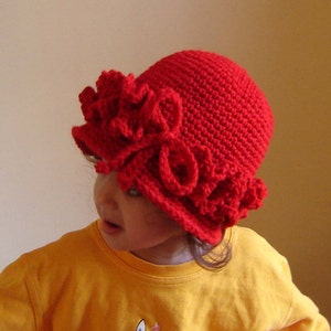 PDF Instant Download Easy Crochet Pattern No 081 Vintage Style Red Cloche All sizes Baby Toddler Child Adult image 5