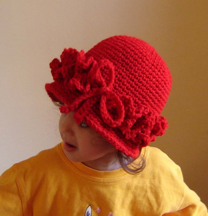 PDF Instant Download Easy Crochet Pattern No 081 Vintage Style Red Cloche All sizes Baby Toddler Child Adult image 5