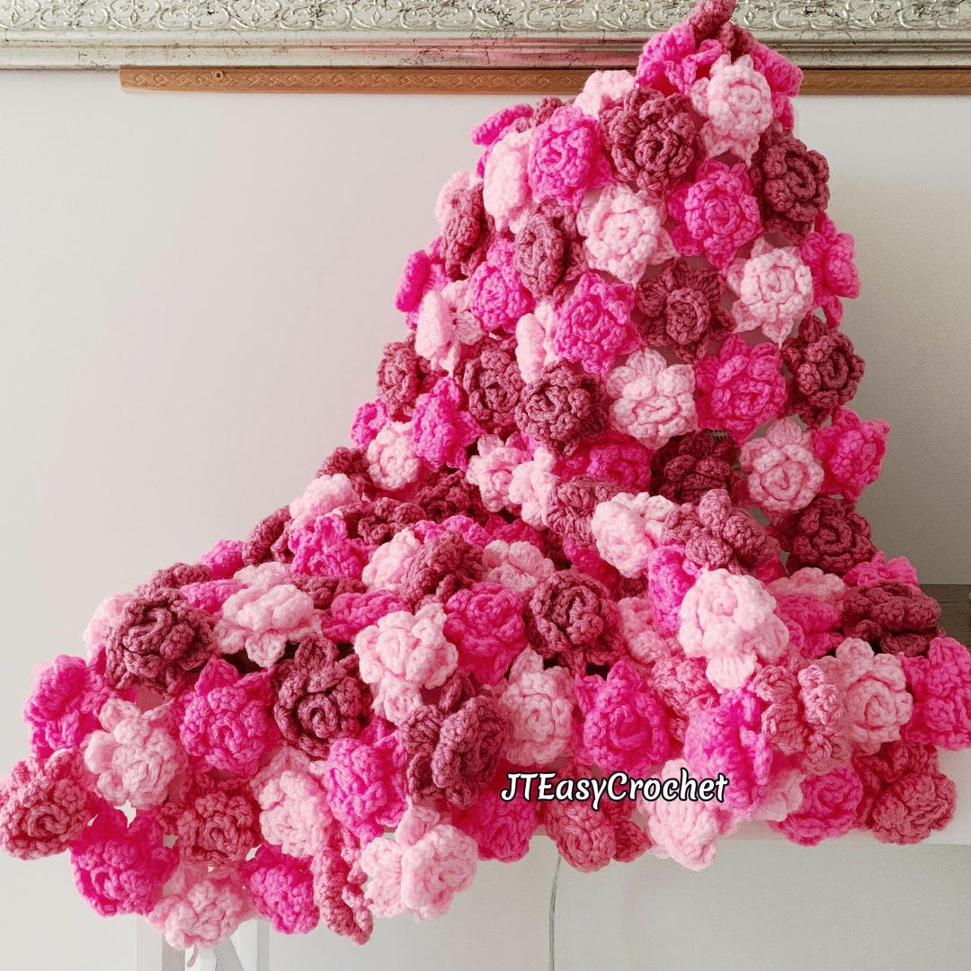Rose Baby Blanket Pattern, Crochet Flower Blanket, Pdf Instant Download ...