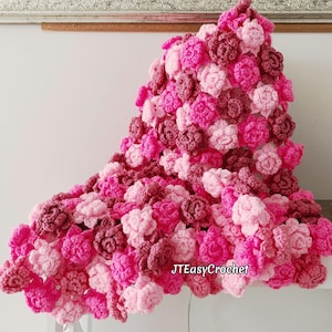 Rose Baby Decke Muster, gehäkelte Blume Decke, Pdf Sofort-Download, Cottagecore Floral Baby Afghan, Couch Runde werfen, Kinderzimmer Bett Decke