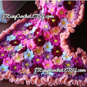 Gehäkelte Blumen-Deckenmuster, Baby-Deckenmuster, Neugeborenen Floral Afghan, Kinderzimmer-Teppichmuster, digitaler Download, PDF-Datei