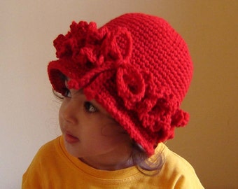 PDF Instant Download Easy Crochet Pattern No 081 Vintage Style Red Cloche All sizes Baby Toddler Child Adult
