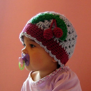 PDF Cherry or Rose Scalloped Beanie Instant Download Crochet Pattern No 041 All sizes Baby Toddler Child Teen Adult image 5