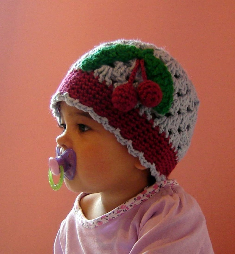 PDF Cherry or Rose Scalloped Beanie Instant Download Crochet Pattern No 041 All sizes Baby Toddler Child Teen Adult image 5