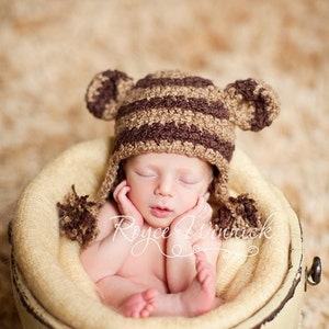 PDF Instant Download Easy Crochet Pattern no 104 Striped Monkey Hat All sizes from Newborn to Adult image 2