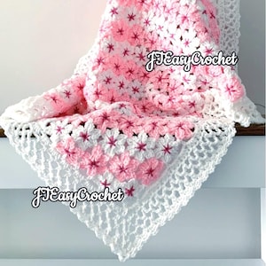 Cherry Blossom Flower Baby Blanket, Crochet Baby Blanket Pattern, Granny Square Blanket, Newborn Afghan Pattern, Throw Blanket, Bedspread