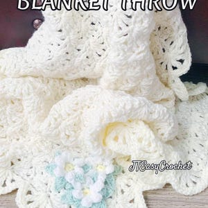 Retro Lace Throw Blanket Easy Crochet Pattern PDF Instant Download, Newborn Coming Home Carseat Stroller Cover Lap Afghan, Baby Shower Gift image 4