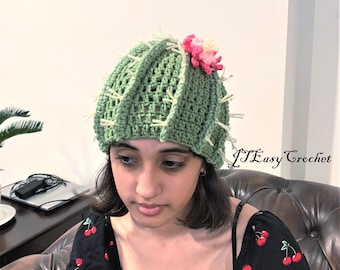 Crochet Cactus Hat Pattern, Baby Cactus Beanie, Newborn Succulent Hat, Photo Props Pattern, Preemie Crochet Pattern, Cactus Flower Hat