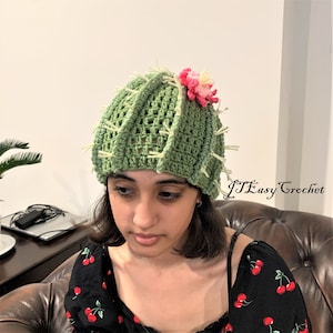 Modello per cappello a forma di cactus all'uncinetto, berretto a forma di cactus per neonati, cappello a forma di succulenta per neonati, modello per accessori fotografici, modello all'uncinetto per prematuri, cappello a forma di fiore di cactus