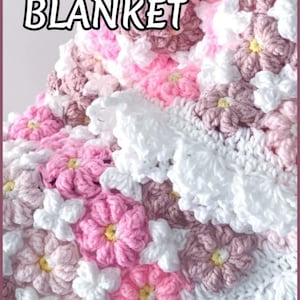 Patroon bloemenweide babydeken, gehaakte bloemendeken, pdf-patroon, bloemen baby Afghaans, instant download, deken gooien, bedovertrek afbeelding 4