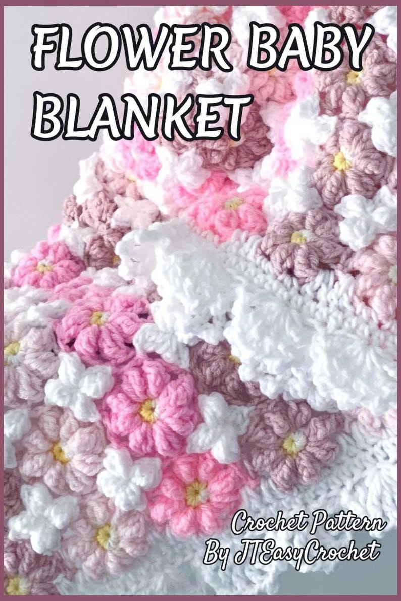 Patroon bloemenweide babydeken, gehaakte bloemendeken, pdf-patroon, bloemen baby Afghaans, instant download, deken gooien, bedovertrek afbeelding 4