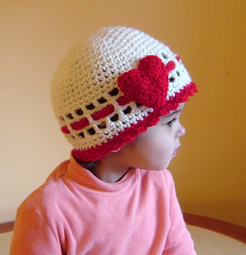 PDF Instant Download Crochet Pattern No 088 Red Rose or Heart Beanie All sizes Preemie Baby Toddler Child Teen Adult image 3