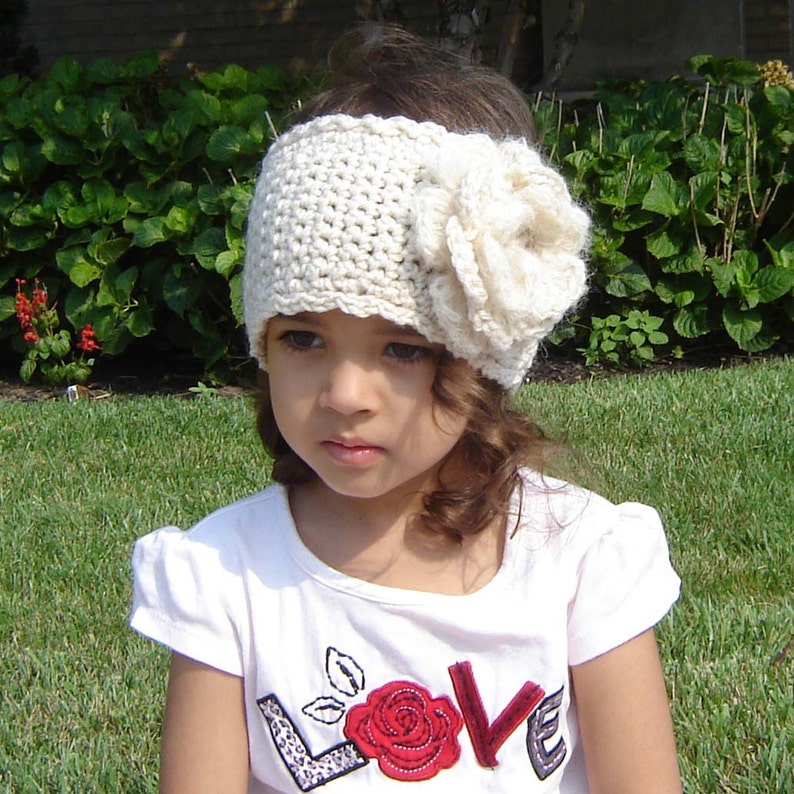 PDF Instant Download Crochet Pattern No 020 Ruffled Flower Headband image 1