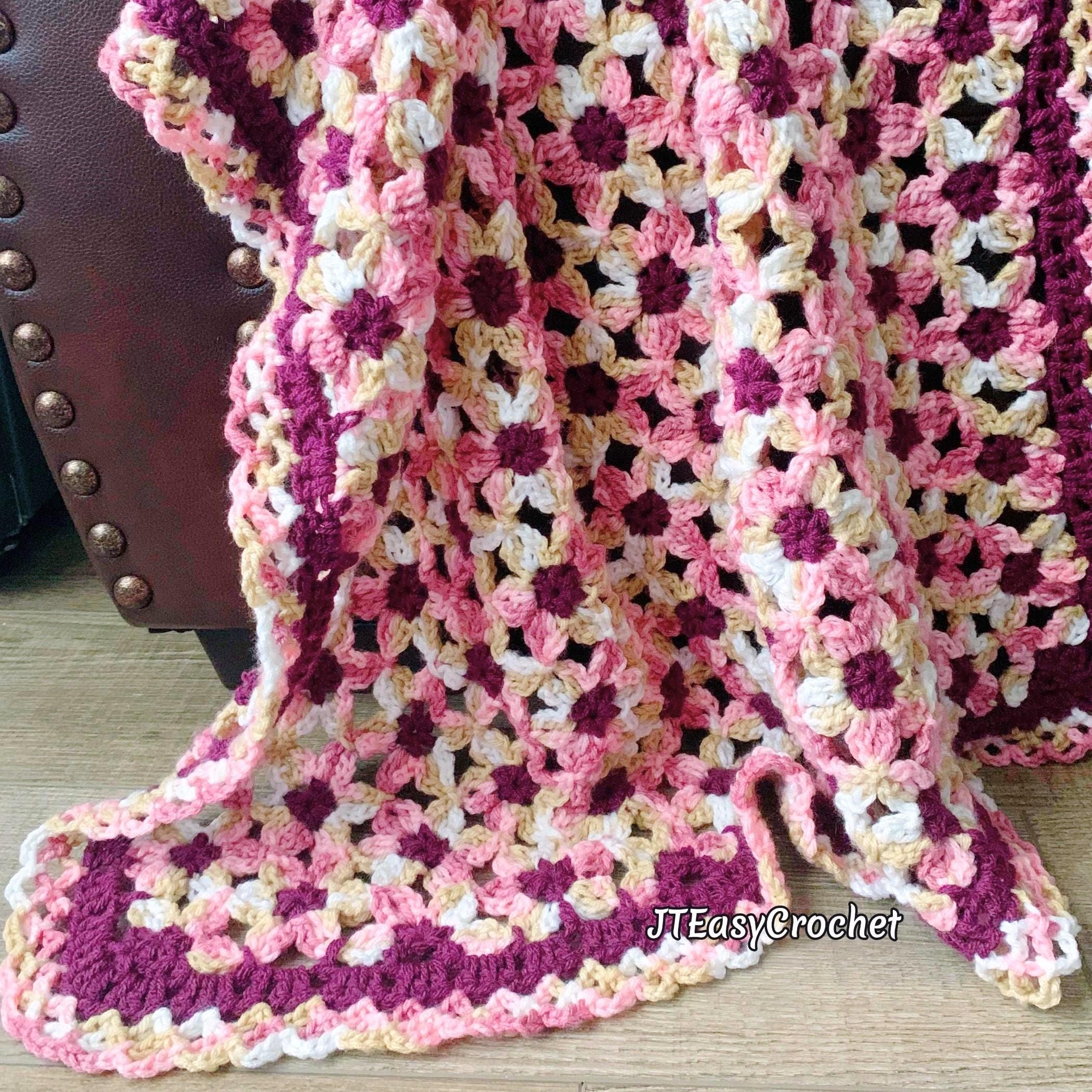 Crochet Cherry Blossom Baby Blanket PDF Pattern, Cottagecore Baby