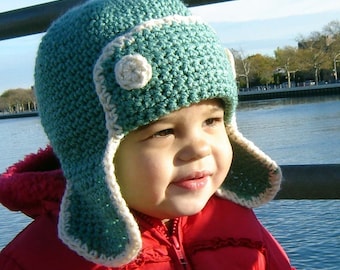 PDF Instant Download Crochet Pattern No059 Green Earflap ALL sizes baby toddler child adult