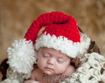 PDF Instant Download Easy Crochet Pattern No 238 Santa Hat Chunky Yarn photo prop sizes preemie, newborn. 0-3, 3-6 months