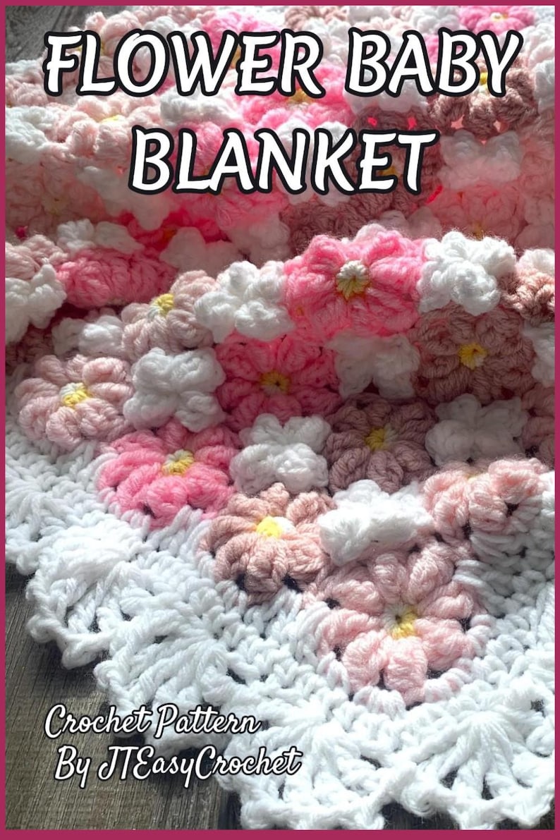 Patroon bloemenweide babydeken, gehaakte bloemendeken, pdf-patroon, bloemen baby Afghaans, instant download, deken gooien, bedovertrek afbeelding 14