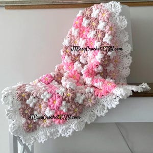 beautiful crochet flower baby blanket with pretty lace border