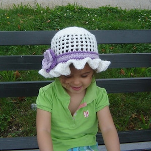 Modello per cappello Panama all'uncinetto, cappello da sole all'uncinetto per neonati, cappello estivo per bambine, modello per cappello a cloche a fiori, modello per berretto a secchiello, modelli PDF