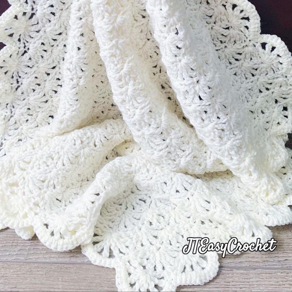 Retro Lace Throw Blanket Easy Crochet Pattern PDF Instant Download, Newborn Coming Home Carseat Stroller Cover Lap Afghan, Baby Shower Gift