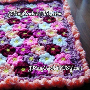 Padrão de manta de crochê com flores, padrão de manta para bebê, manta floral para recém-nascido, padrão de tapete para berçário, download digital, manta para enrolar, arquivo PDF imagem 2