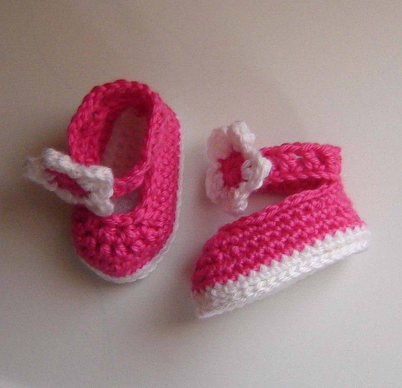 PDF Instant Download Crochet Pattern No 090 Pink Baby Shoes Sizes Preemie, 0 3 6 9 12 months image 3