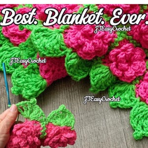 Rose Baby Blanket Pattern and Video Tutorial, Crochet Flower Blanket ...