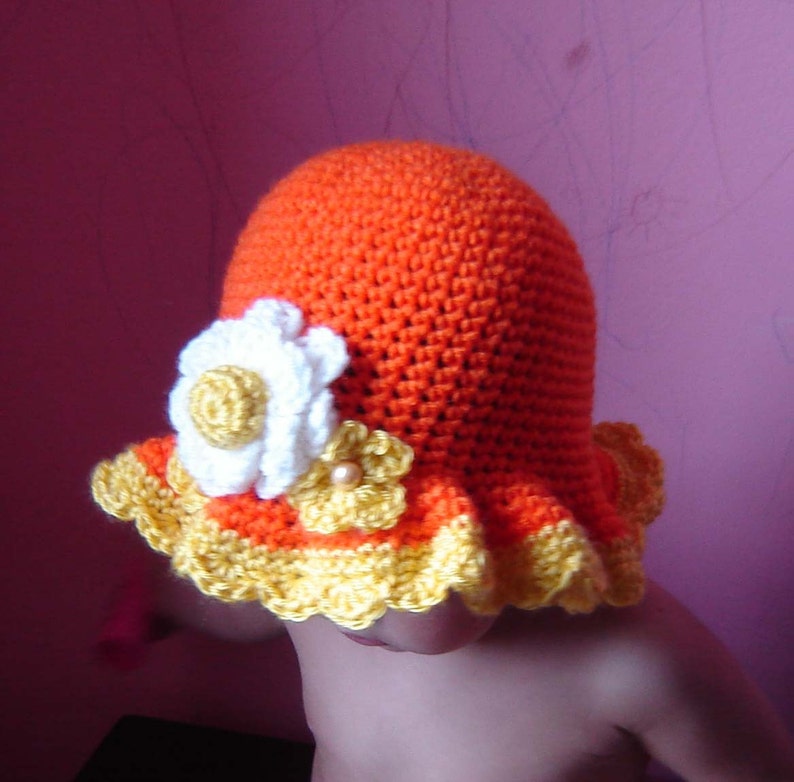 Crocheted toddler sun hat.