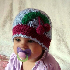 PDF Cherry or Rose Scalloped Beanie Instant Download Crochet Pattern No 041 All sizes Baby Toddler Child Teen Adult image 3