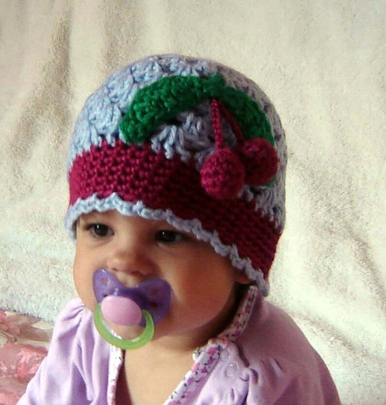 PDF Cherry or Rose Scalloped Beanie Instant Download Crochet Pattern No 041 All sizes Baby Toddler Child Teen Adult image 3