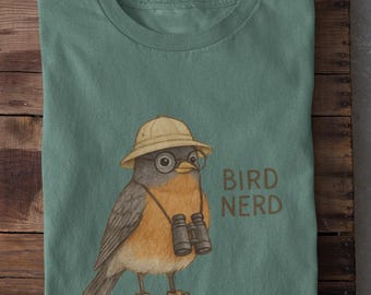 Comfort Colors® Bird Nerd Robin T-Shirt: Funny Birdwatching Gift, Hiking Robin Art