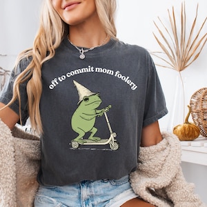 Rolig mamma-dårskap-t-shirt, groda-skoter-grafik-t-shirt