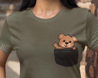 Bear Pocket T-Shirt, Kawaii Graphic Tee