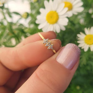 14K Solid Gold Diamond Promise Ring, Diamond Stacking Ring, Minimalist Ring, Gift For Her, Tiny Engagement Ring, Wedding Band
