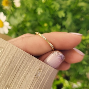 14K Solid Gold Diamond Promise Ring, Diamond Stacking Ring, Minimalist Ring, Gift For Her, Tiny Engagement Ring, Wedding Band