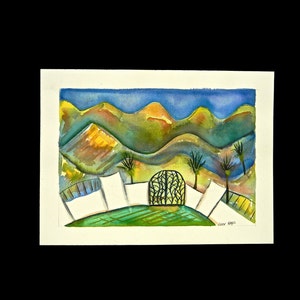 PALM SPRINGS OASIS - Original Watercolor - Unframed Painting - S California Desert - Artist Signed wc - One Of A Kind - Desert Landscape Art
