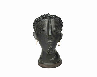 POTTERY HEAD VASE - Studio Pottery - Hand Built - Head Sculpture - Cabinet Vase - Sculpture - Original Artware - Mythology - Greek - Roman